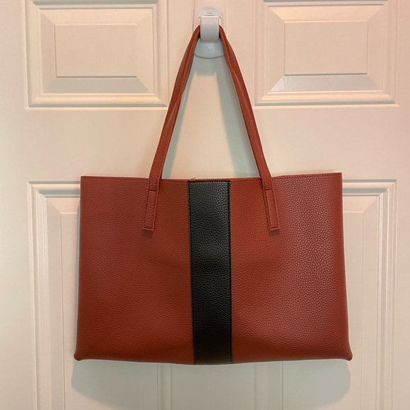 Vince Camuto Handbags - Vince Camuto, Copper Brown and Black Tote Bag, Vegan Leather, Like-New